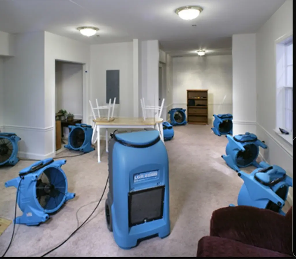 Air movers and dehumidifier setup for Water Extraction & Removal in Conemaugh