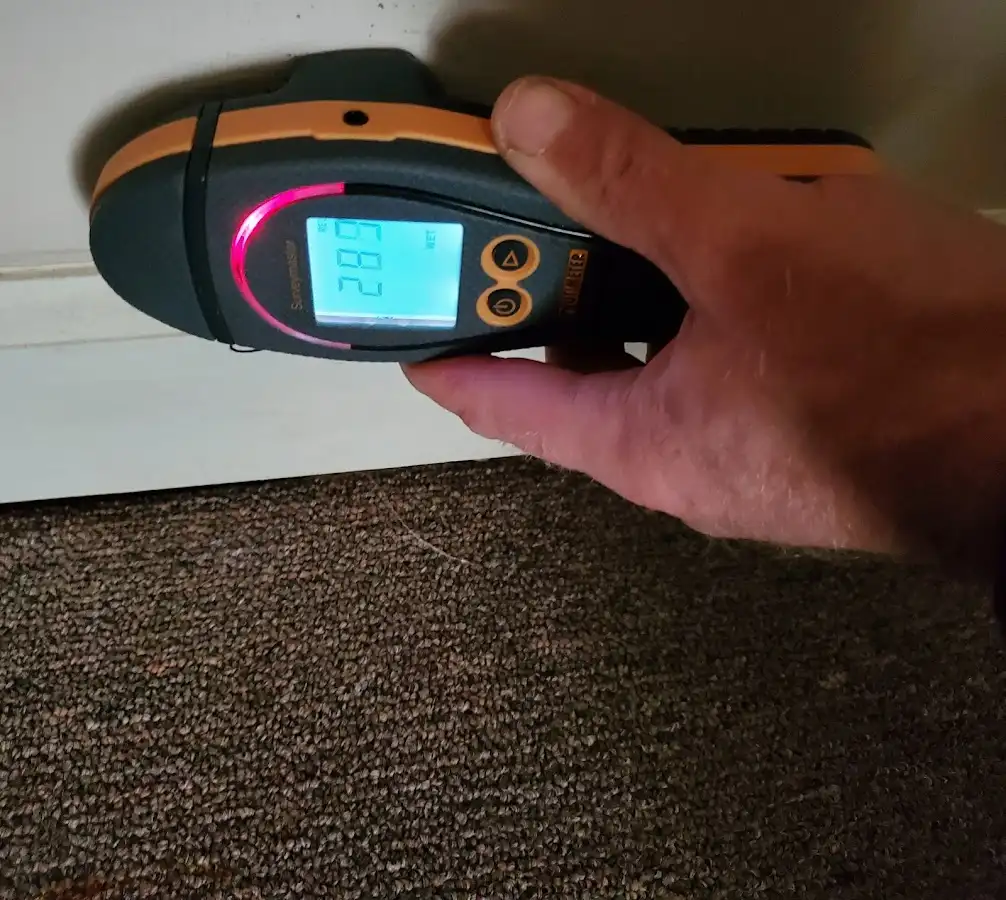 Moisture detection at baseboard during Sewage Cleanup & Sanitation in Conemaugh